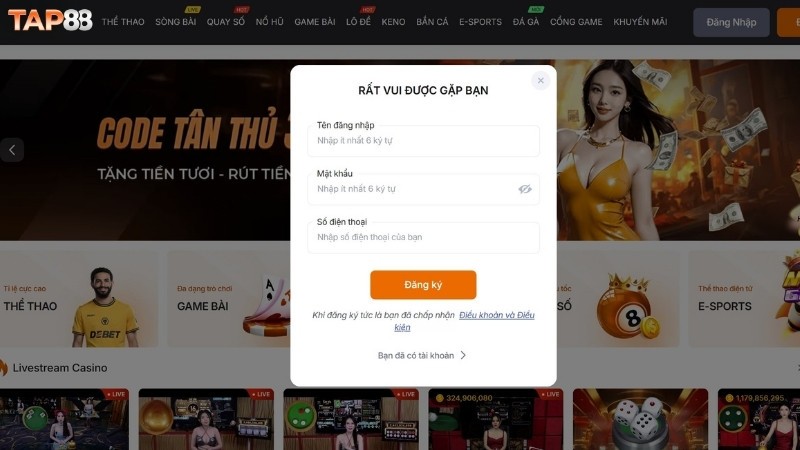 Hướng dẫn 3 bước tạo tài khoản TAP88 dễ dàng