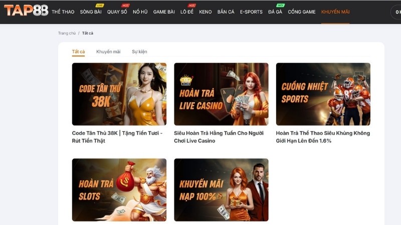 Những gói ưu đãi khác đang được TAP88 triển khai